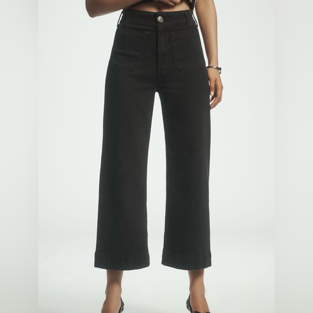 The Colette High-Rise Crop Wide-Leg Jeans by Maeve